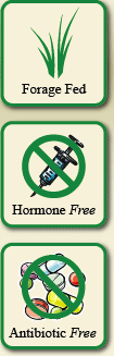 Forage fed, Hormone free, Antibiotic free